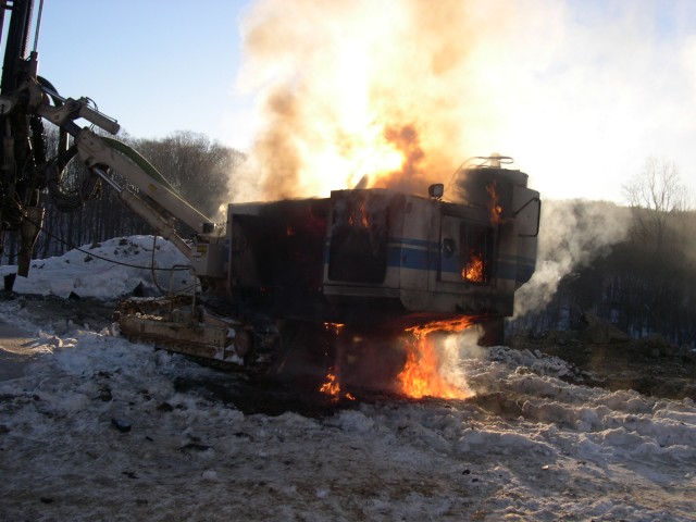 Heavy Equipment Fire At The Now Cortlandt Ridge Development in 2005